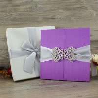 Silk Invitation Card Purple Wedding Invitation Customized Slap-up Invitation